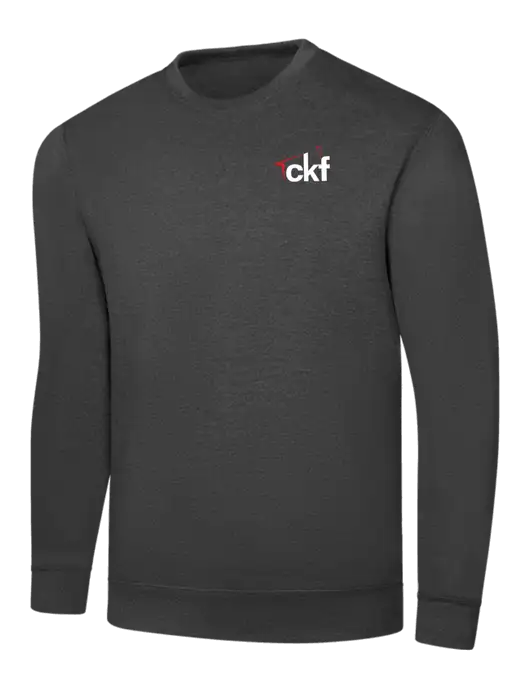 Dark Heather Grey 7.8 oz Ring Spun Crew Sweatshirt w/CKF Logo