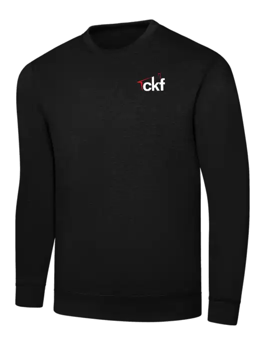 Black 7.8 oz Ring Spun Crew Sweatshirt w/CKF Logo