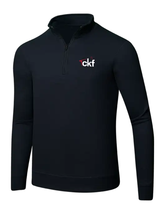 Jet Black 8.5 oz Ring Spun 1/4 Zip Pullover Sweatshirt w/CKF Logo