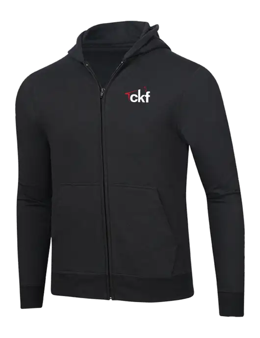 Jet Black 8.5 oz Ring Spun Zip Hooded Sweatshirt w/CKF Logo