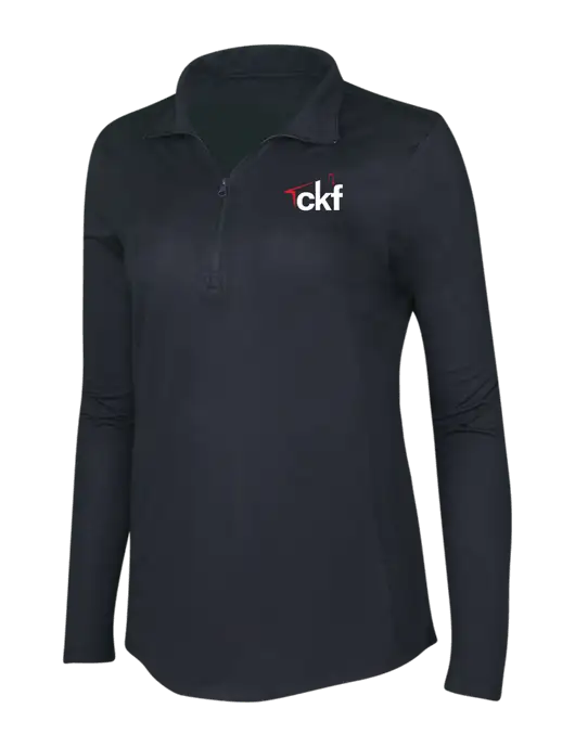 Black Triad Solid Womens Posicharge Tri-Blend Wicking 1/4 Zip Pullover w/CKF Logo
