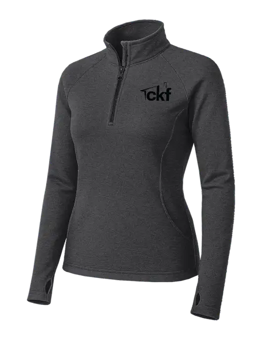 Dark Grey Heather Womens Sport Wick Stretch 1/4 Zip Pullover w/CKF Logo