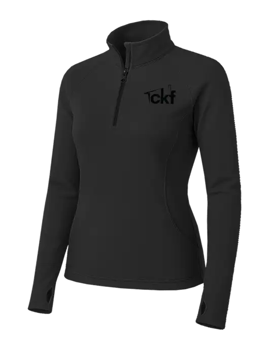 Charcoal Grey Womens Sport Wick Stretch 1/4 Zip Pullover w/CKF Logo