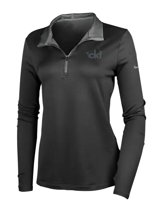 NIKE Black/Dark Grey Womens Dry-Fit Stretch 1/2 Zip Cover-Up w/CKF Logo