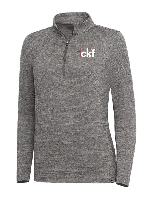 TravisMathew Medium Grey Heather Womens Crestview 1/4 Zip w/CKF Logo