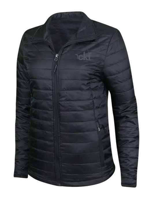 Womens Black Puffy Packable Jacket w/CKF Logo