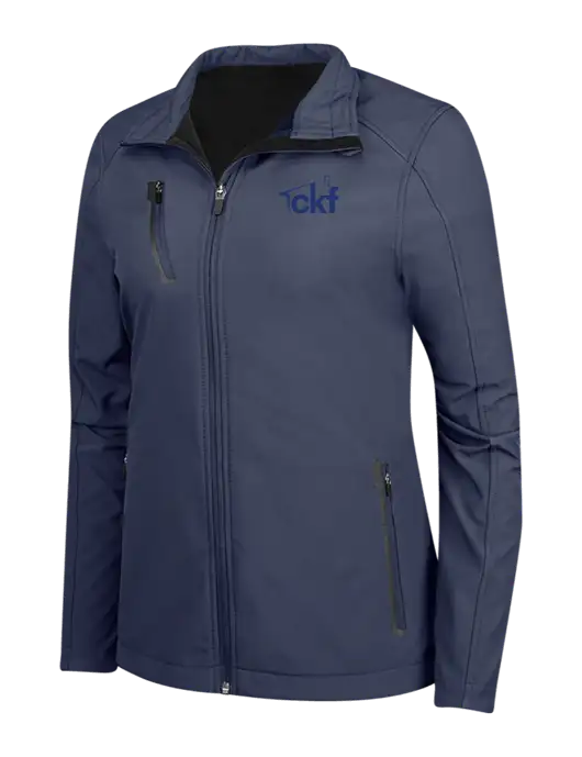 Navy Womens Welded Softshell Jacket w/CKF Logo