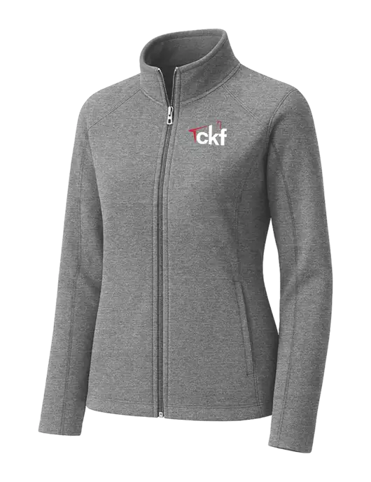 Medium Grey Womens Heather Microfleece Full-Zip Jacket w/CKF Logo