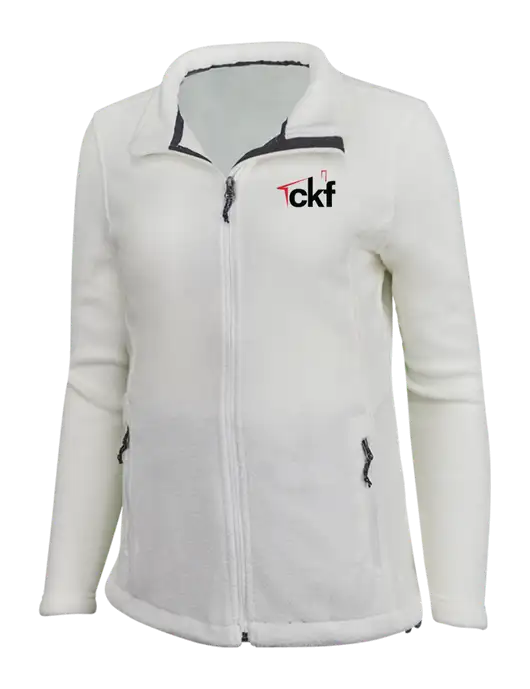 Womens White Fleece Jacket w/CKF Logo