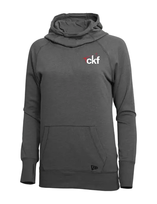 New Era Black Heather Womens Tri-Blend Fleece Pullover Hoodie w/CKF Logo