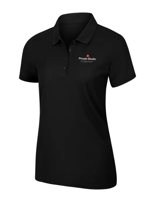 Womens Black Core Classic Pique Polo w/Private Studio Logo