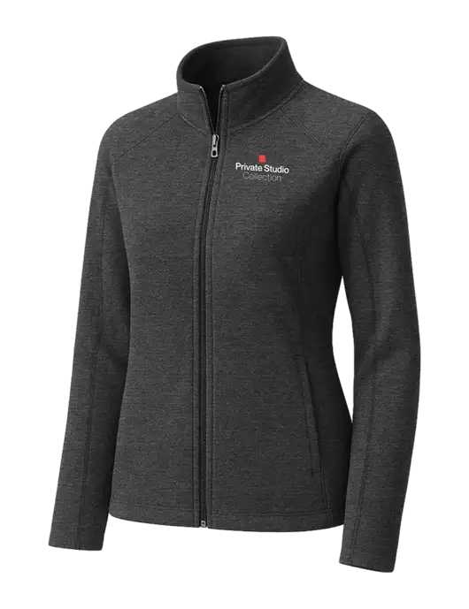 Charcoal Womens Heather Microfleece Full-Zip Jacket w/Private Studio Logo