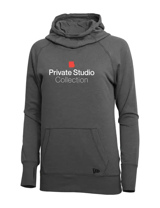 New Era Black Heather Womens Tri-Blend Fleece Pullover Hoodie w/Private Studio Logo