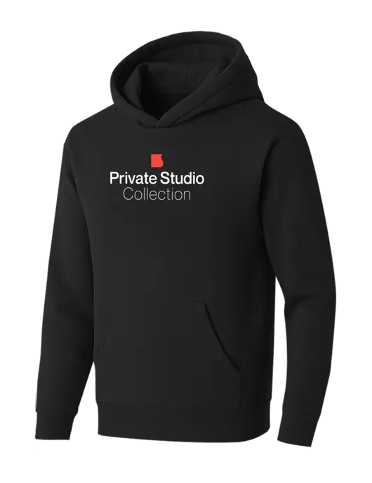 BELLA+CANVAS Black Sponge Fleece Pullover Hoodie w/Private Studio Logo