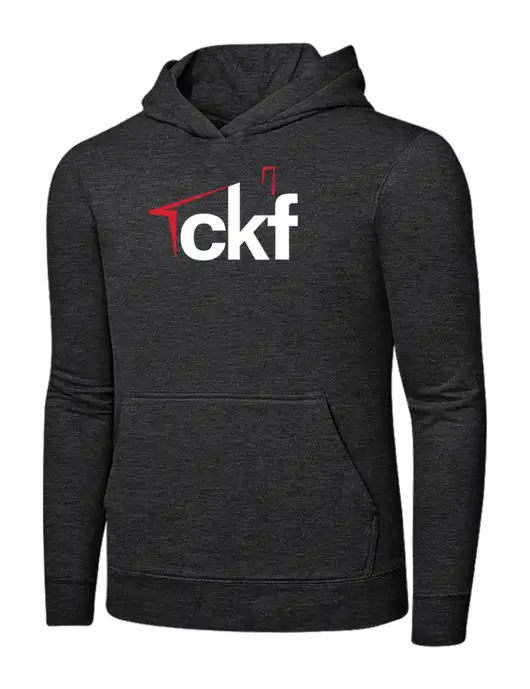 Dark Heather Grey 7.8 oz Ring Spun Hooded Sweatshirt w/CKF Logo