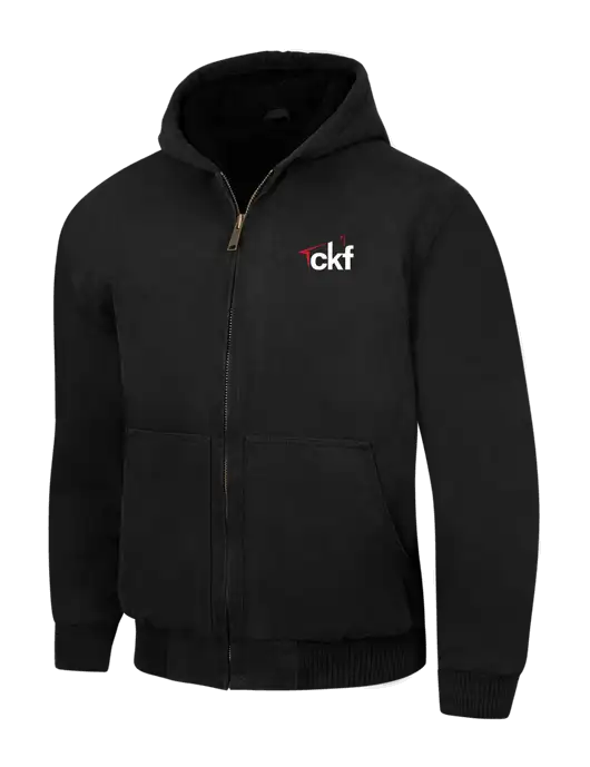CornerStone Black Washed Duck Cloth Insulated Hooded Work Jacket w/CKF Logo