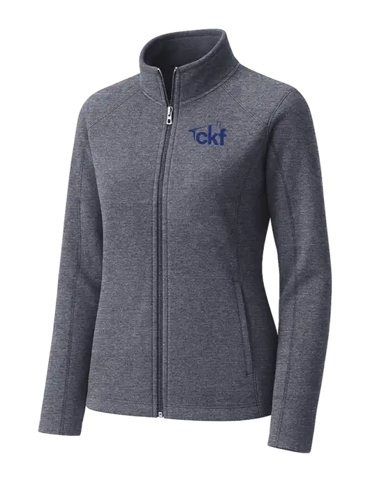 Light Navy Heather Womens Microfleece Full-Zip Jacket w/CKF Logo