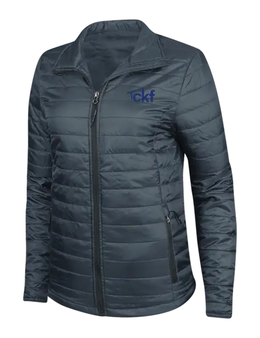 Navy Womens Puffy Packable Jacket w/CKF Logo