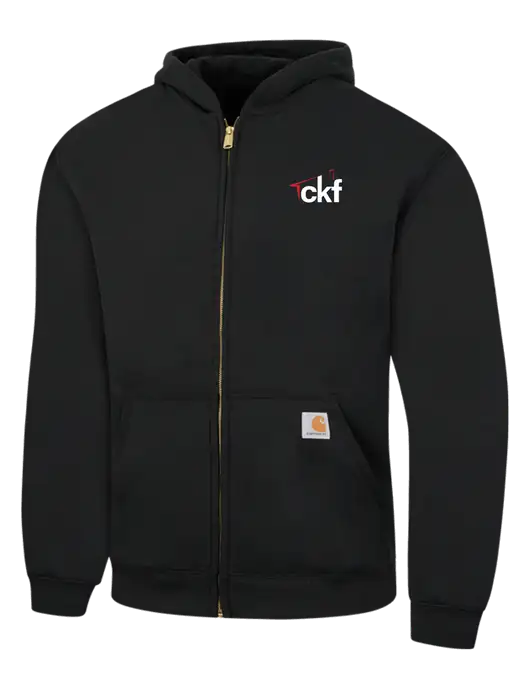 Carhartt Black Midweight Hooded Zip-Front Sweatshirt w/CKF Logo