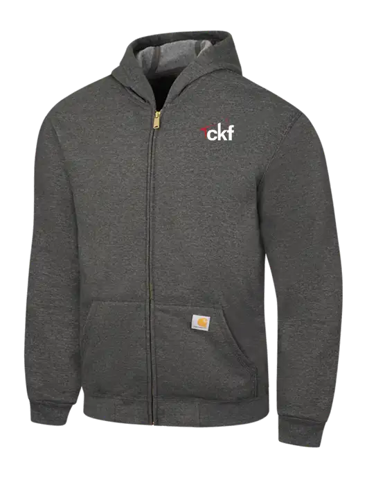 Carhartt Dark Grey Heather Midweight Hooded Zip-Front Sweatshirt w/CKF Logo
