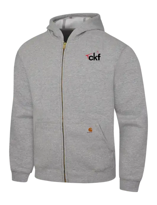 Carhartt Light Grey Heather Midweight Hooded Zip-Front Sweatshirt w/CKF Logo