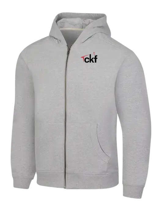 Light Grey Heather Re-Fleece Full-Zip Hoodie w/CKF Logo