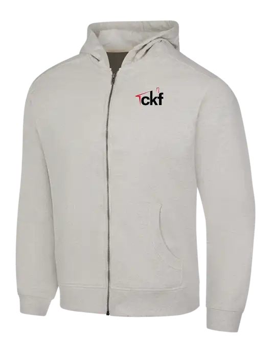 Very Light Grey Heather Re-Fleece Full-Zip Hoodie w/CKF Logo