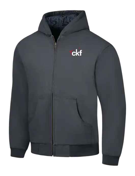 CornerStone Charcoal Duck Cloth Hooded Work Jacket w/CKF Logo