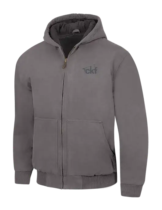 CornerStone Medium Grey Washed Duck Cloth Insulated Hooded Work Jacket w/CKF Logo
