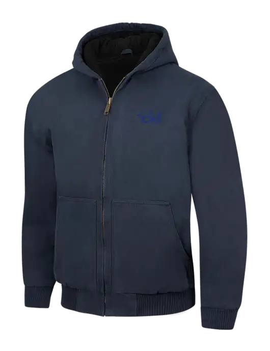 CornerStone Navy Washed Duck Cloth Insulated Hooded Work Jacket w/CKF Logo