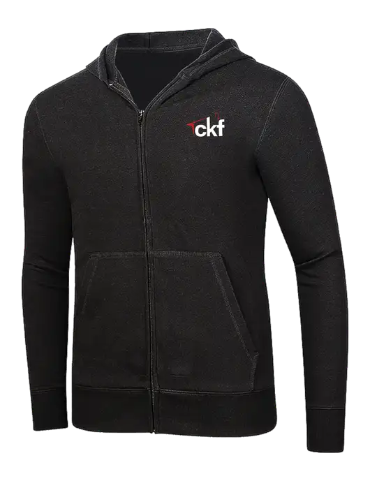 Full-Zip Black Heavyweight Hooded Sweatshirt w/CKF Logo